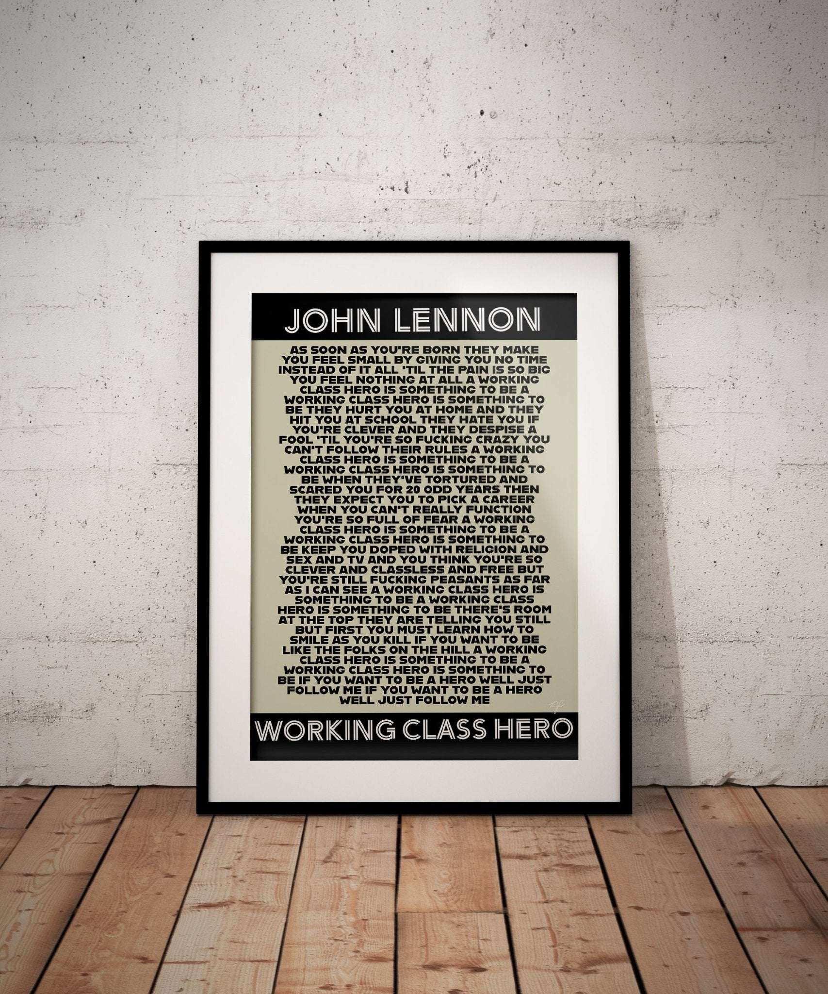 John Lennon Working Class Hero lyrics print - Striped Circle