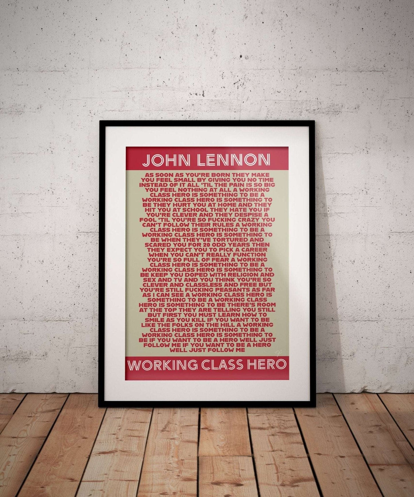 John Lennon Working Class Hero lyrics print - Striped Circle