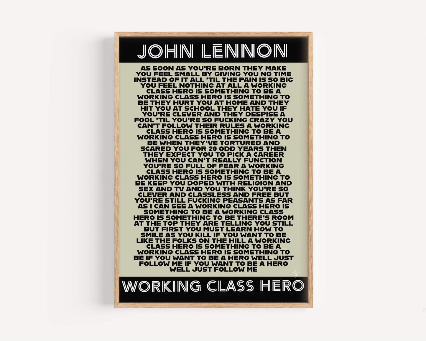 John Lennon Working Class Hero lyrics print