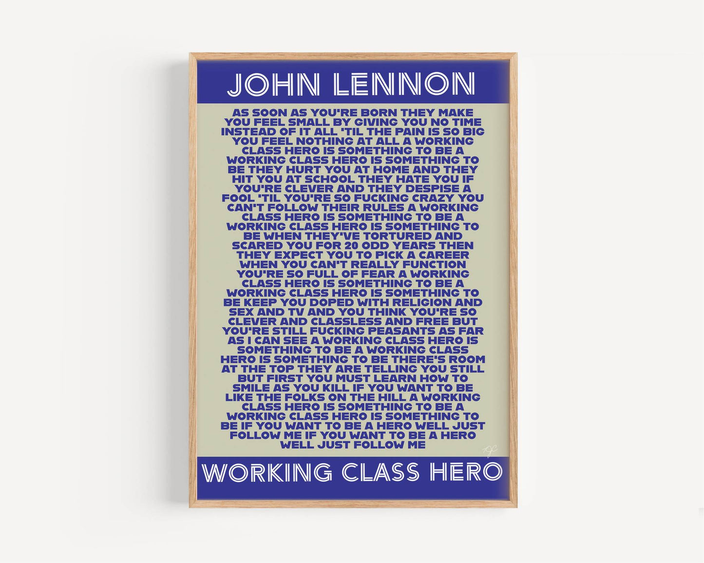 John Lennon Working Class Hero lyrics print