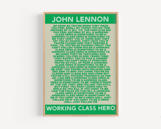 John Lennon Working Class Hero lyrics print