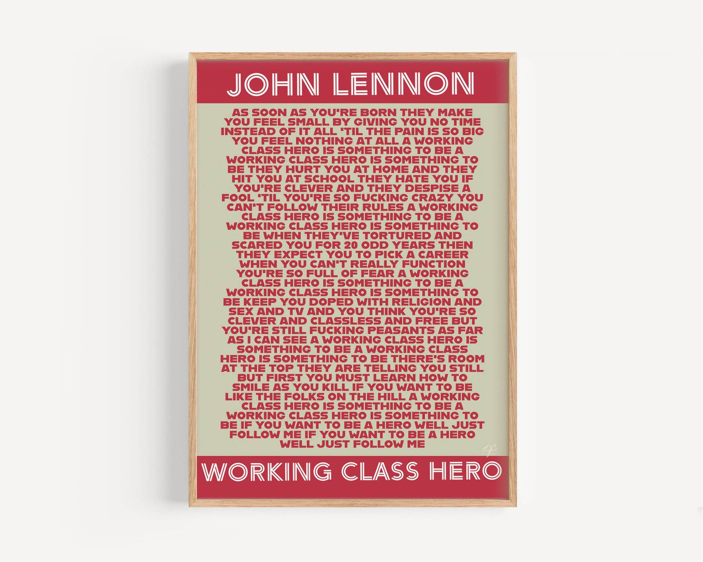 John Lennon Working Class Hero lyrics print