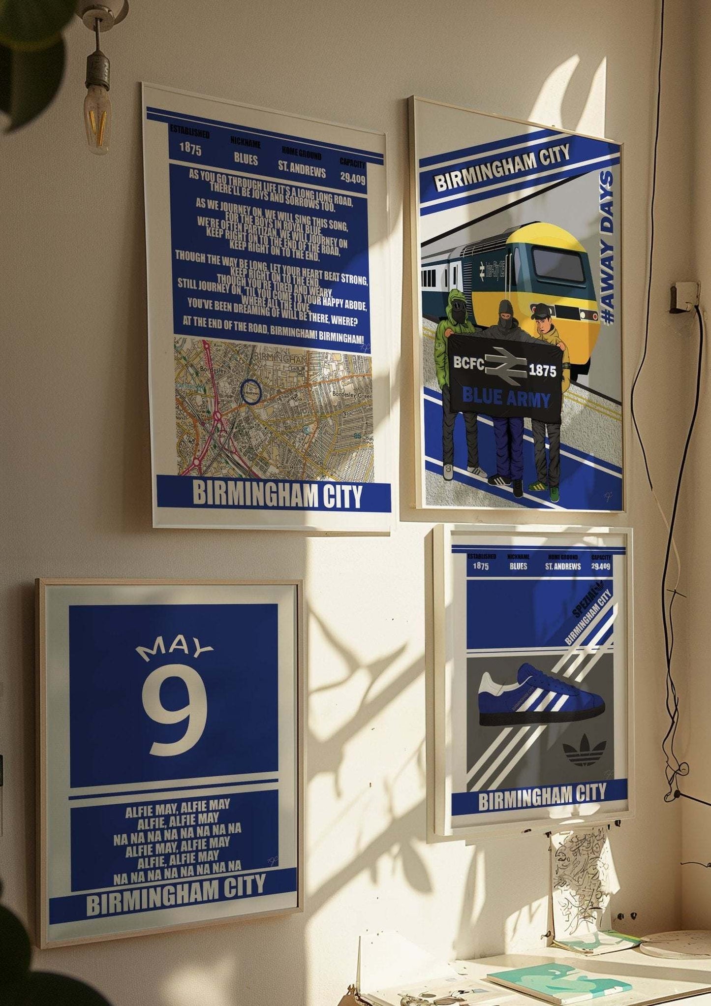 Birmingham City Away Days print - Striped CircleA5 (148mm x 210mm)