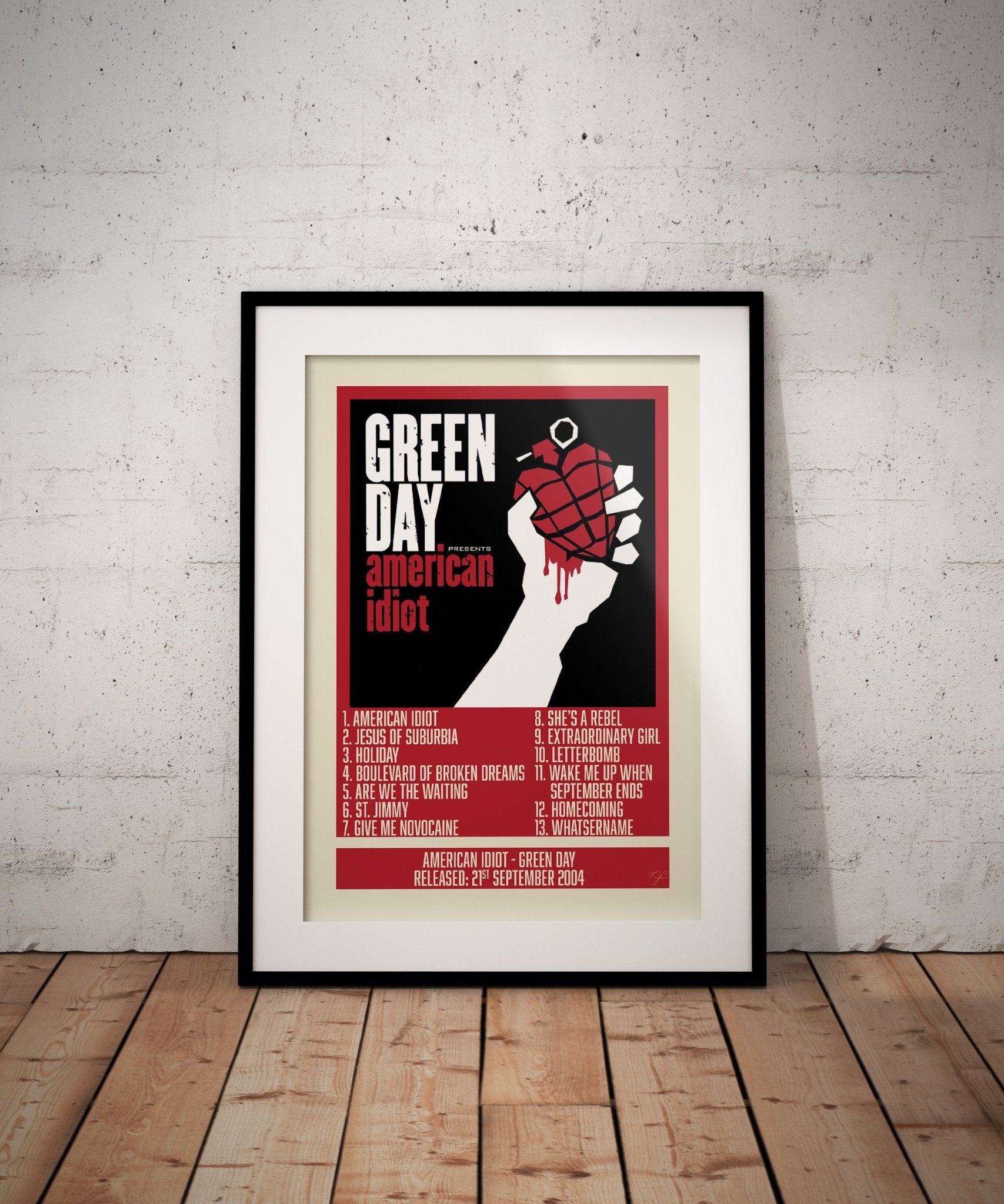 American Idiot - Green Day - Album Print - Striped CircleA4