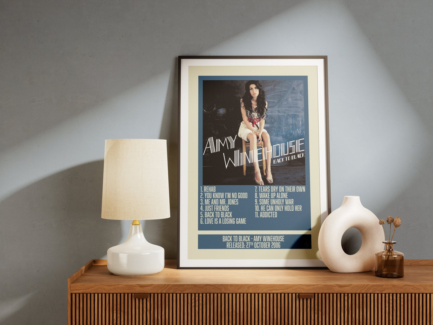 Back to Black - Amy Winehouse - Album Print - Striped CircleA4