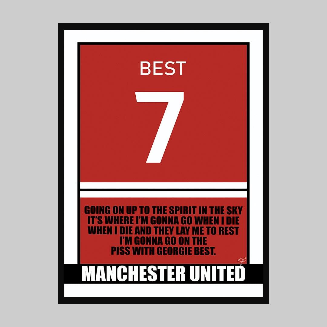 George Best Manchester United - Football Print - Striped Circle