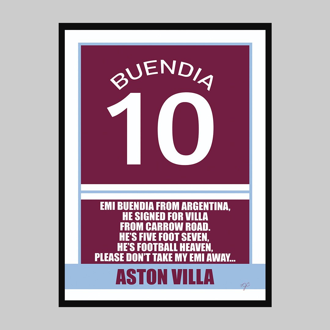 Aston Villa - Emi Buendia - Football Art Print - Striped CircleA3