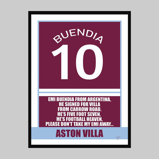 Aston Villa - Emi Buendia - Football Art Print - Striped CircleA3