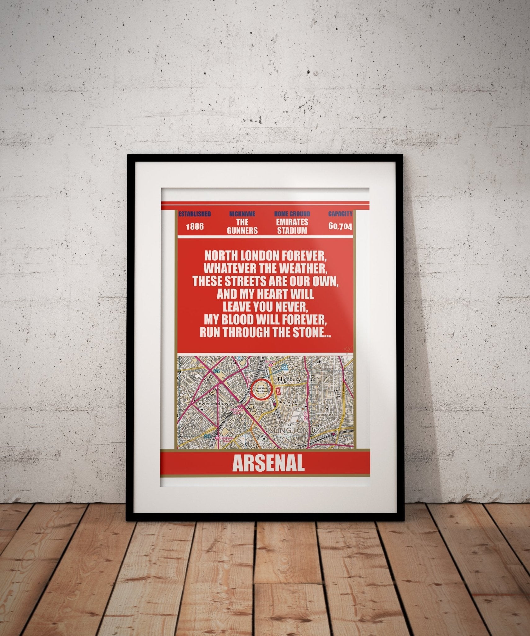 Arsenal - Emirates Stadium - Football Art Print - Striped CircleA3