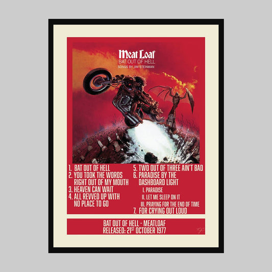 Bat Out of Hell - Meatloaf - Album Print - Striped CircleA4
