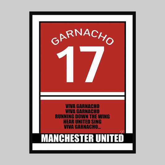 Manchester United - Alejandro Garnacho - Football Print - Striped CircleA3