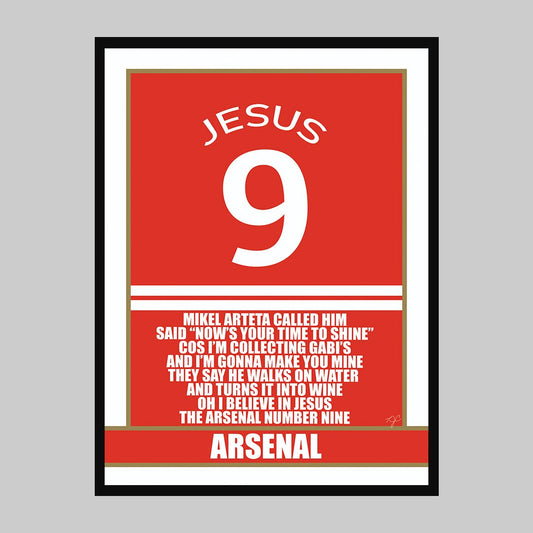 Arsenal - Gabriel Jesus - Football Art Print - Striped CircleA3
