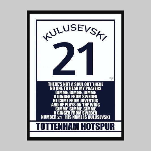 Tottenham Hotspur - Dejan Kulusevski - Football Art Print - Striped CircleA3
