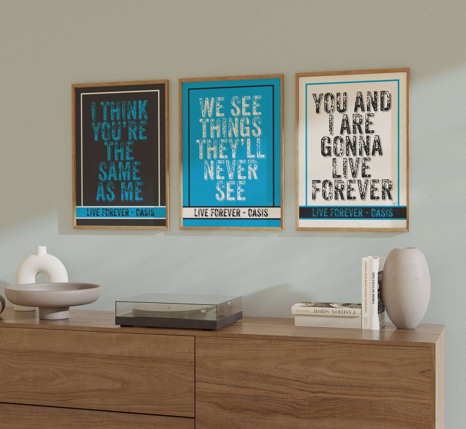 Oasis Live Forever lyric print - Part I - Striped CircleA4