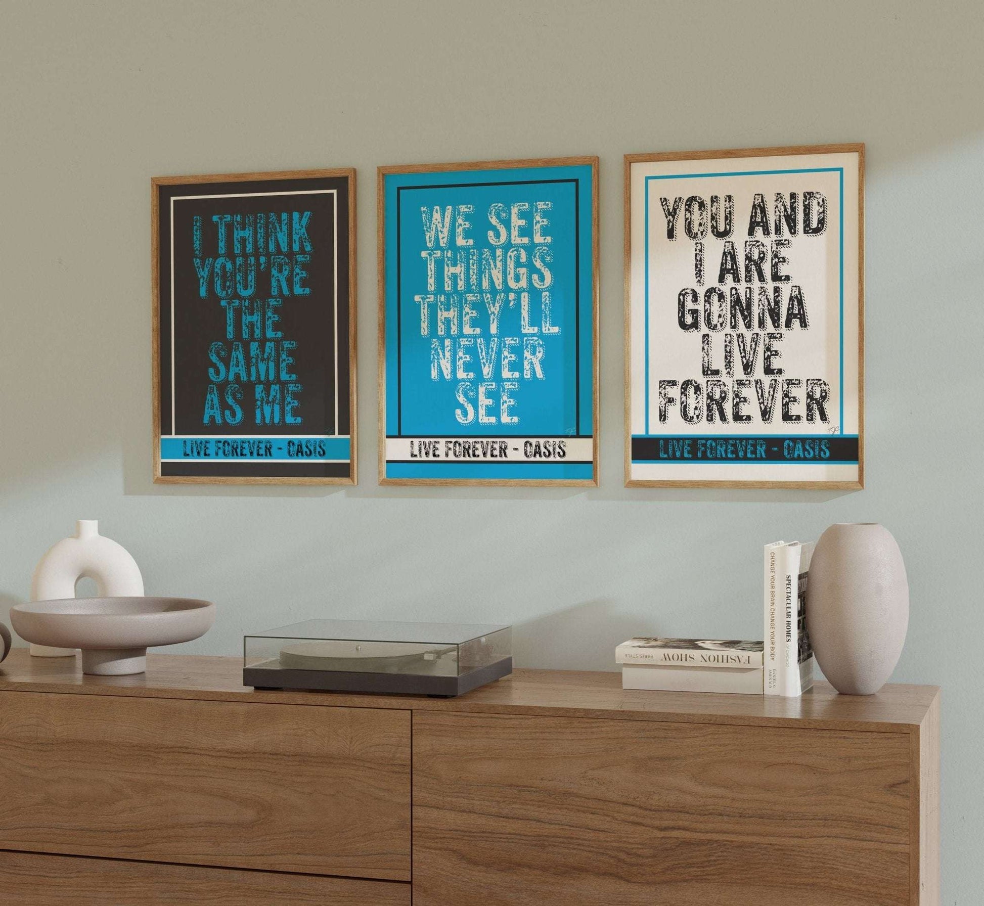 Oasis Live Forever lyric print - Part II - Striped CircleA4