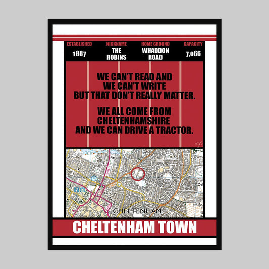 Cheltenham Town - Tractor Song - Football Print - Striped CircleA3