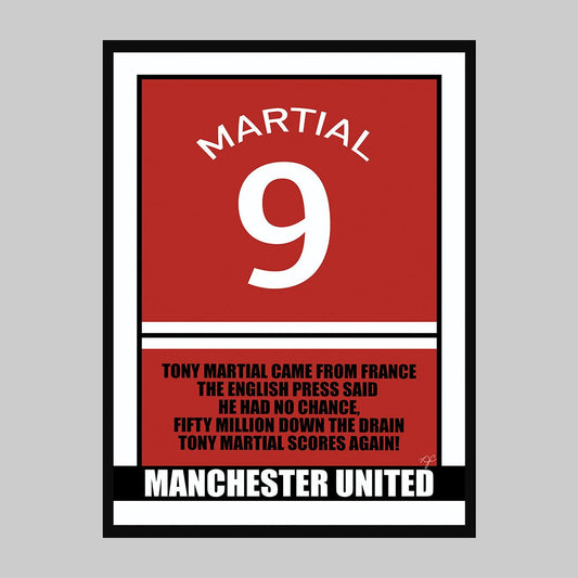 Manchester United - Anthony Martial - Football Print - Striped CircleA3