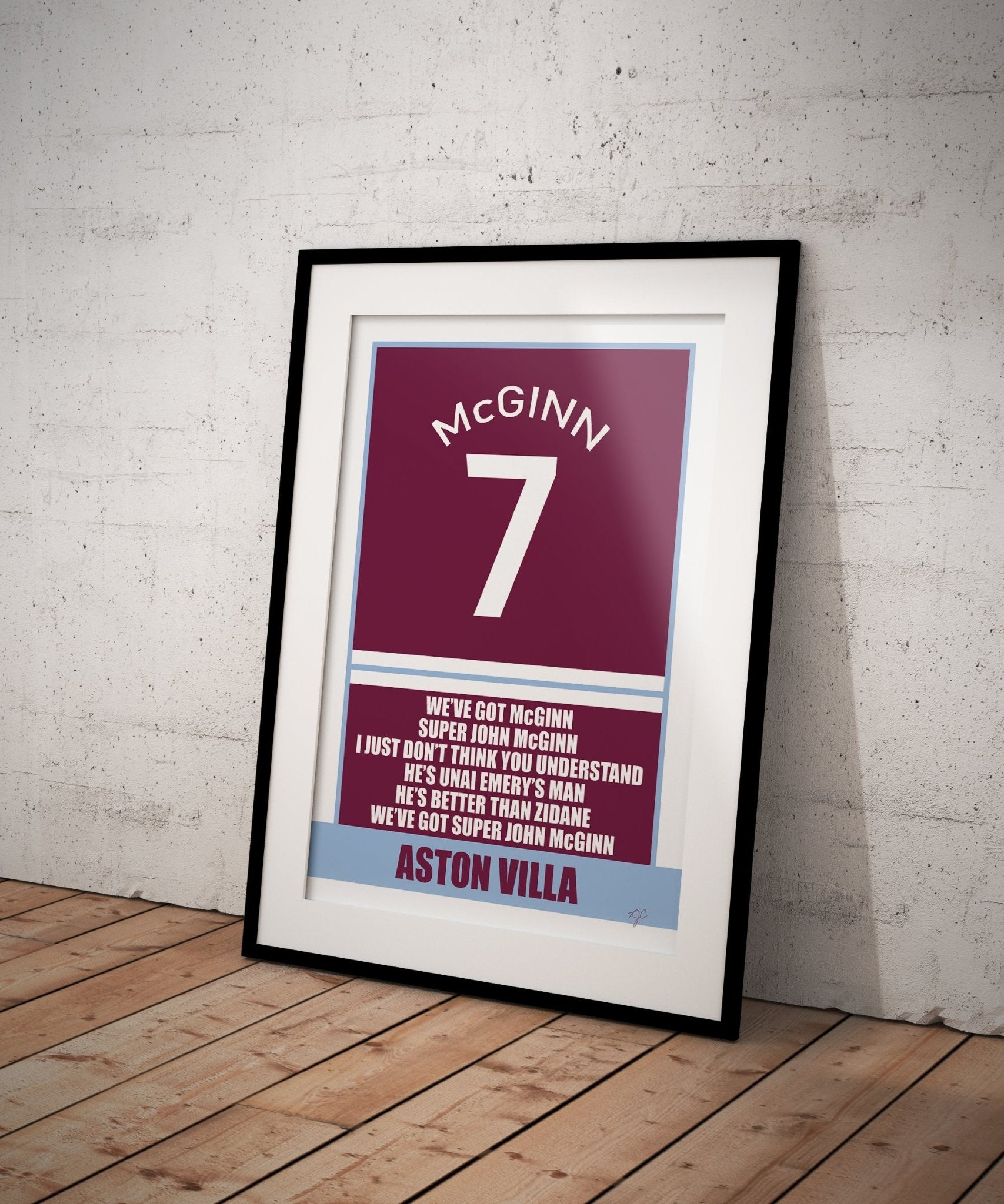 Aston Villa - John McGinn - Football Art Print - Striped CircleA3