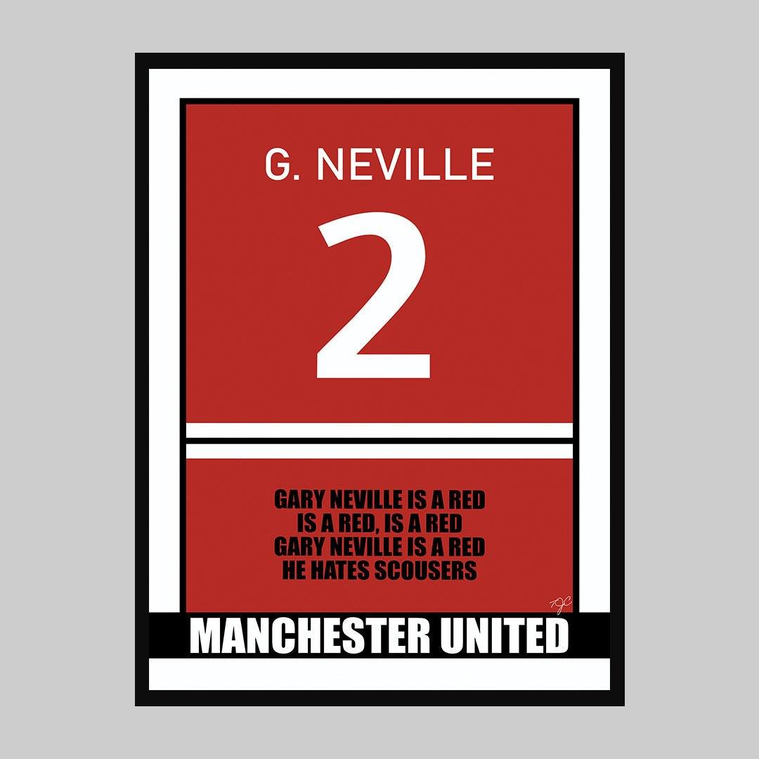 Gary Neville Manchester United - Football Print - Striped Circle