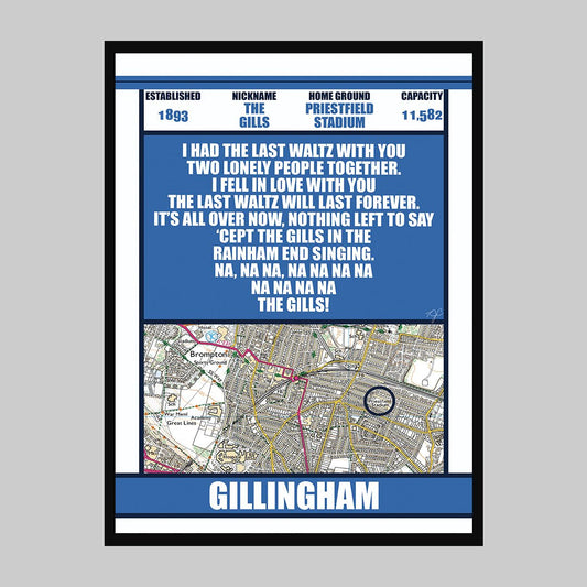 Gillingham Priestfield Stadium football print - Striped CircleA3