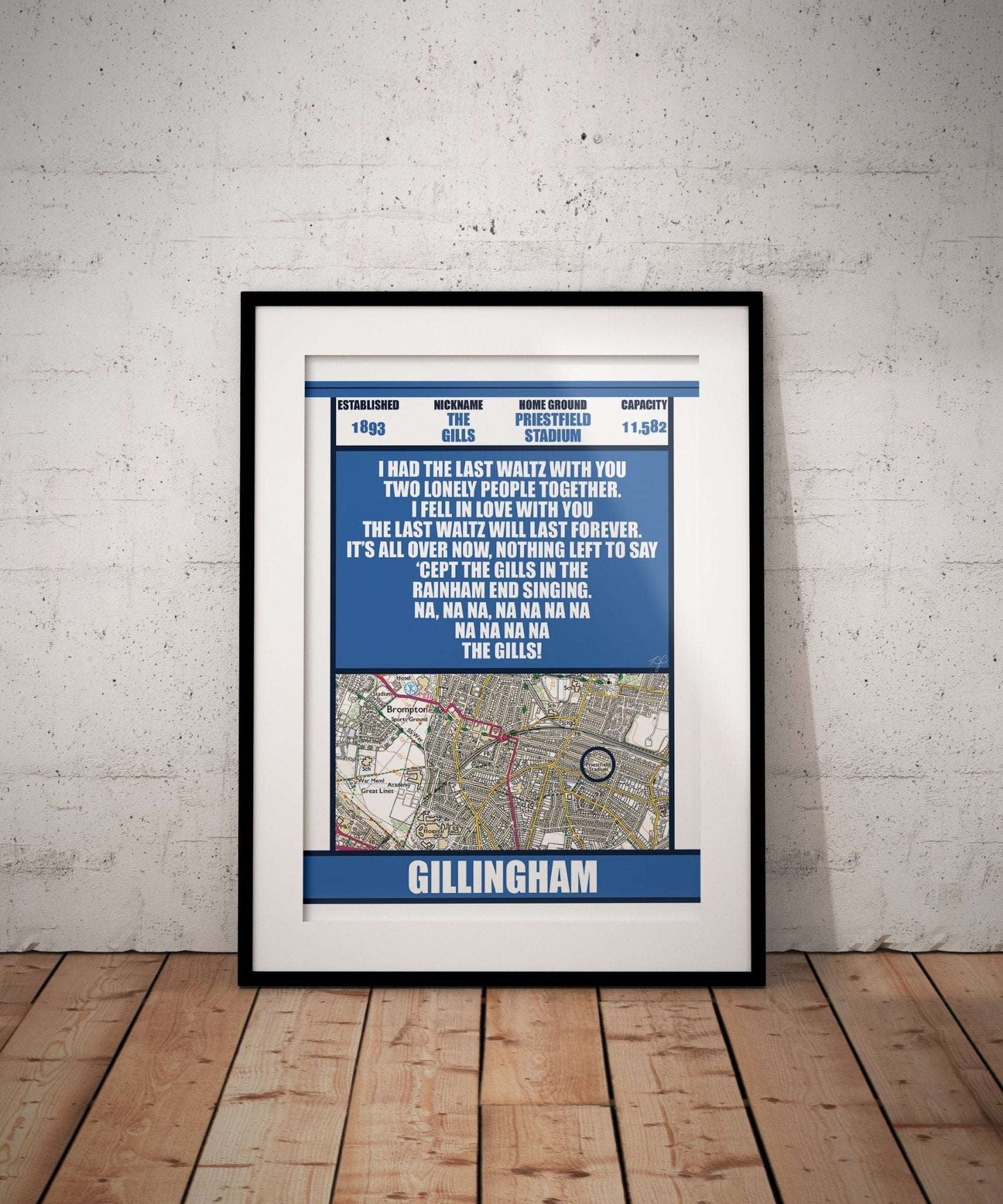 Gillingham Priestfield Stadium football print - Striped Circle