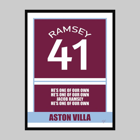 Aston Villa - Jacob Ramsey - Football Art Print - Striped CircleA3
