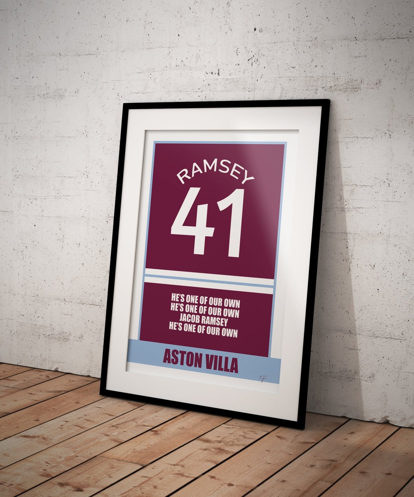 Aston Villa - Jacob Ramsey - Football Art Print - Striped CircleA3