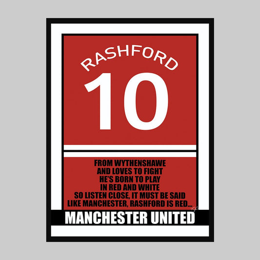 Manchester United - Marcus Rashford - Football Print - Striped CircleA3