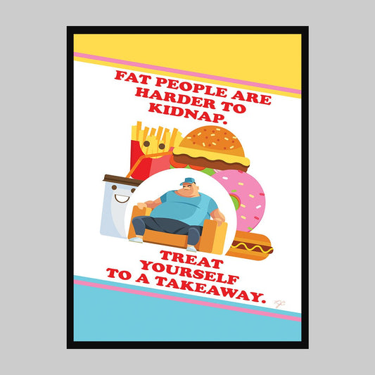 "Treat yourself to a Takeaway" - Art Print - Striped CircleA4