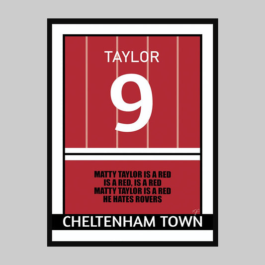 Cheltenham Town - Matty Taylor - Football Print - Striped CircleA3