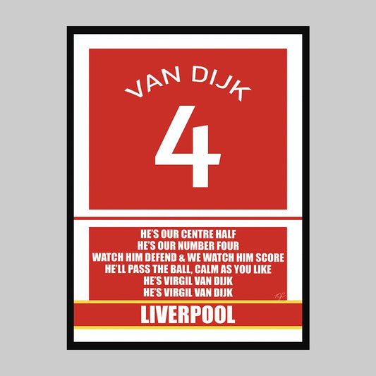 Liverpool - Virgil Van Dijk - Football Art Print - Striped CircleA3