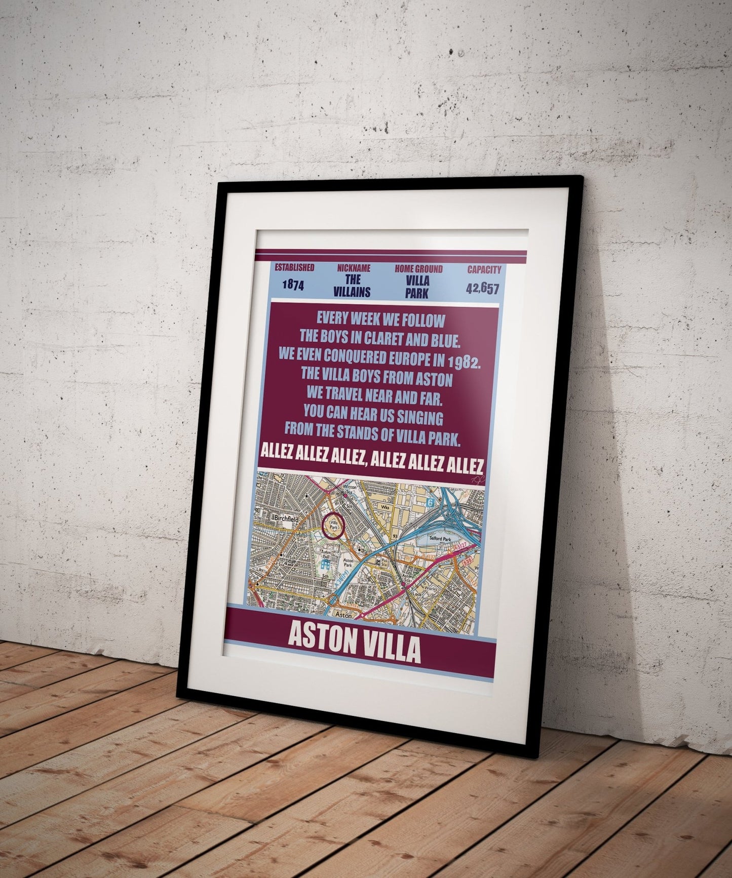Aston Villa - Villa Park - Football Art Print - Striped CircleA3